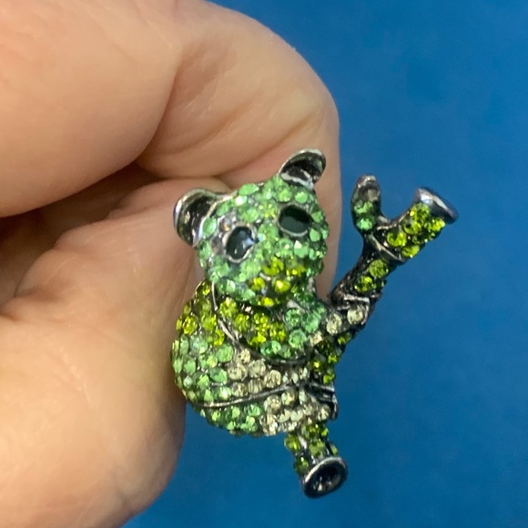 Panda Ring in green and yellow crystals - Picture 4 of 4